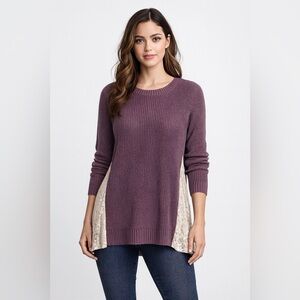 LOGO by Lori Goldstein Lace Knit Tunic Sweater size large